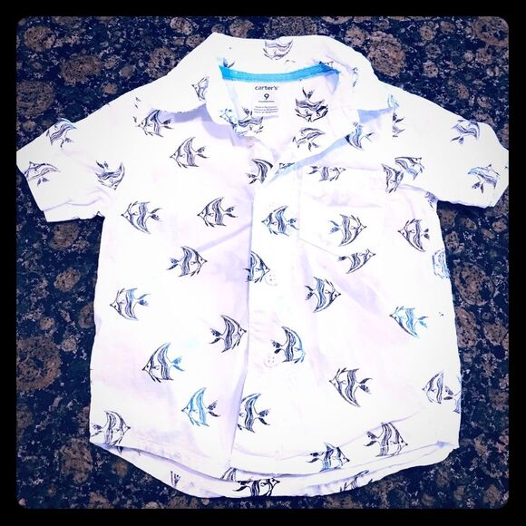 Carter’s Baby Boy Fish Button Down Shirt - Picture 1 of 3